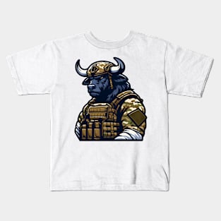 Tactical Minotaur Power Tee: Where Mythical Might Meets Modern Strength Kids T-Shirt